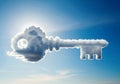A key-shaped cloud in a blue sky. Royalty Free Stock Photo