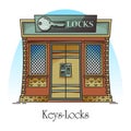 Key shop or locks store. Building for keylock Royalty Free Stock Photo