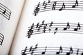 Key signature symbol and violin clef. Musical notation macro, closeup. Single line sheet music detail example