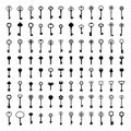 Key silhouettes. Vintage house keys, retro safe key and security access silhouette icon vector set Royalty Free Stock Photo