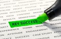 Key success with highlight pen.business ideas.motivation concepts