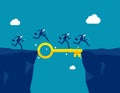 Key success, solution to solve problem and overcome obstacle, link or connect bridge to help achieve success, resolution method or