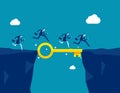 Key success, solution to solve problem and overcome obstacle, link or connect bridge to help achieve success, resolution method or