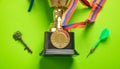 Key for success, winner medal, golden trophy. Success. Win Royalty Free Stock Photo