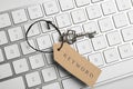 Key with tag KEYWORD on computer keyboard , top view Royalty Free Stock Photo