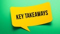 Key takeaways text message on the 3D curve speech bubble. Dotted and green background Royalty Free Stock Photo