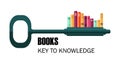 Key to knowledge. logo. key with books