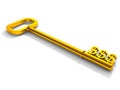Key to money, golden key with dollar symbol