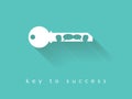 Key to success business vector concept with key silhouette and two people having business conversation. Royalty Free Stock Photo