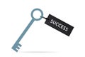 Key to success concept with label or tag isolated on white background Royalty Free Stock Photo