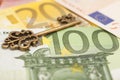 Key to success on different euro banknotes Royalty Free Stock Photo