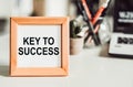 The key to success is a frame on the desktop, an isolated white background Royalty Free Stock Photo