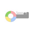 Key to Success icon. Infographic symbol in a circle. Line art style graphic design element. Web button. Royalty Free Stock Photo