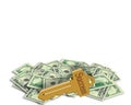 The Key to Success on pile of money graphic Royalty Free Stock Photo