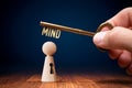 Key to unlock mind to increase intellect concept Royalty Free Stock Photo