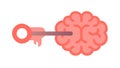 Key Unlocking Brain Icon for Creative Idea Generation, vector design Generative AI Royalty Free Stock Photo