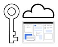 Key Unlocking Cloud-Based Access to Digital Dashboard for Secure Data Management Royalty Free Stock Photo