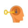 Key unlocking human mind potential problem solving Royalty Free Stock Photo