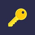 Key vector icon, House security home lock concept. Flat design sign for web, website, mobile app. Golden yellow color Royalty Free Stock Photo