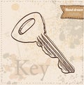 Key on vintage background hand drawn Royalty Free Stock Photo