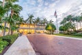 KEY WEST, FL - FEBRUARY 20, 2016: City streets at sunset along sea promenade. Key West is the main city of Keys Islands Royalty Free Stock Photo