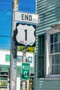 Key West, FL - February 21, 2016: Florida scenic highway 1 road sign start