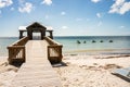 Key West , Florida - Tranquility Landscape with the beach, walkway and jets ski in the bright water