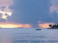 Key West sunset, Gulf of Mexico with yachts and boats on the background