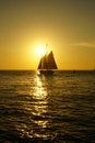 Key West sunset with sailboat silhouette Royalty Free Stock Photo