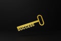 Key and word success material gold on black background. 3d illustration Royalty Free Stock Photo