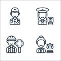 Key workers line icons. linear set. quality vector line set such as lawyer, conductor