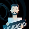 Pianoman in a rock band. Royalty Free Stock Photo