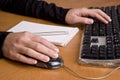 Isolated Hands on Computer Keyboard Mouse Pen Pad Royalty Free Stock Photo