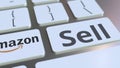 Keyboard with AMAZON company logo and Sell text on the keys. Editorial conceptual 3D rendering