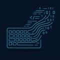Futuristic Flowing Binary Code Emerging from Keyboard Concept Illustration, Generative AI Royalty Free Stock Photo