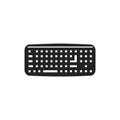Keyboard black glyph icon. Input device. Allows a person to enter letters, numbers, and other symbols. Pictogram for web page,