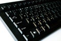 Keyboard. Black keyboard The buttons on the keyboard. Typing. Printed text. Alphabet. Computer keyboard Royalty Free Stock Photo