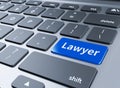 A keyboard with a blue button - Lawyer.3d illustration Royalty Free Stock Photo