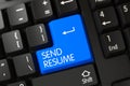 Keyboard with Blue Button - Send Resume. 3D. Royalty Free Stock Photo