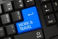 Keyboard with Blue Button - Work and Travel. 3D.