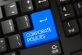 Keyboard with Blue Key - Corporate Policies. 3D.
