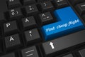 Keyboard - Blue key Find cheap flight. Royalty Free Stock Photo