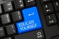 Keyboard with Blue Keypad - Educate Yourself. 3D.