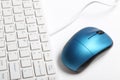 Keyboard and blue mouse Royalty Free Stock Photo