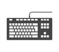 Keyboard bold black silhouette icon isolated on white. Computer equipment, hardware for typing.