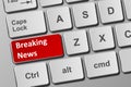 Keyboard with breaking news button Royalty Free Stock Photo