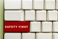 Keyboard button with \'safety first\' text Royalty Free Stock Photo