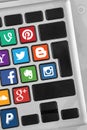 Keyboard buttons with social media icons