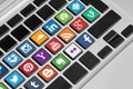 Keyboard buttons with social media icons