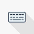 Keyboard buttons thin line flat color icon. Linear vector symbol. Colorful long shadow design.